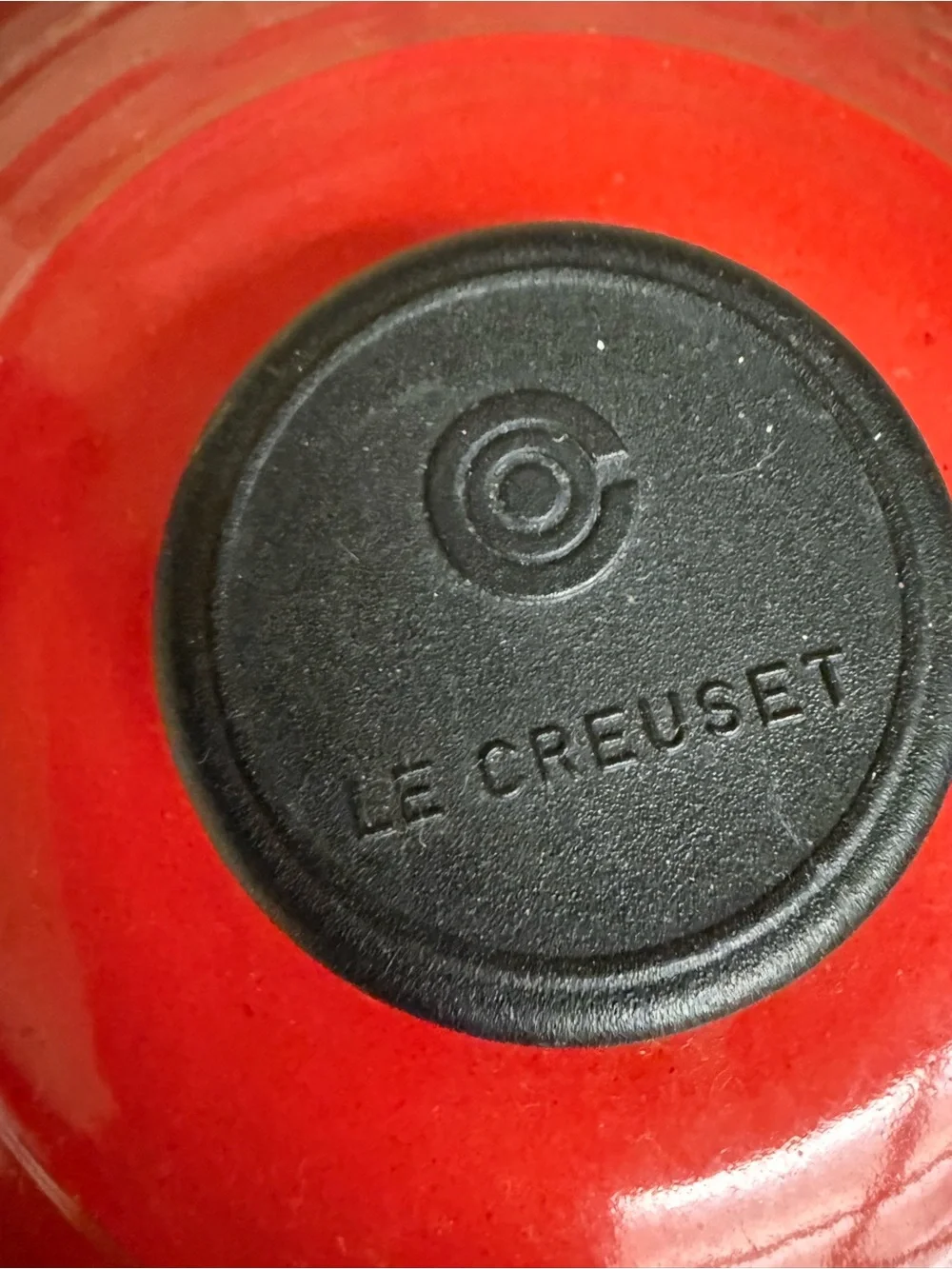 Le Creuset Red Enamel Lid with Black Knob